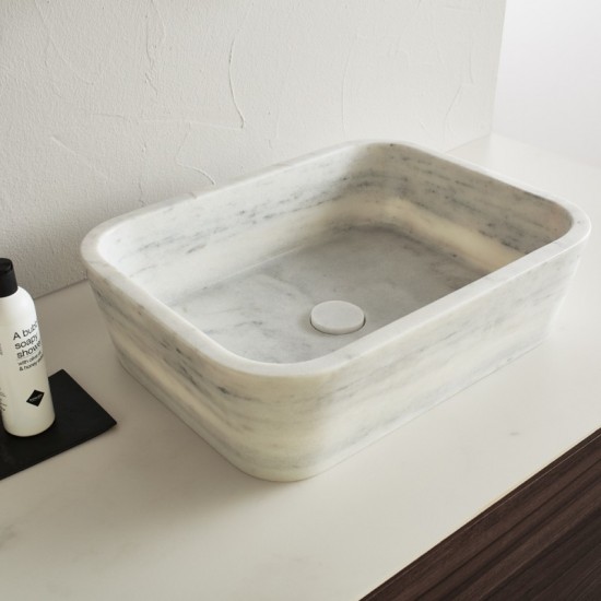 Μαρμάρινος Νιπτήρας Επιτραπέζιος 60Χ38cm FOSSIL Gaia Marble DS60-300 Carrara Nuovo